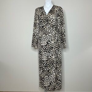 H&M Animal Print Long Sleeve Wrap Dress